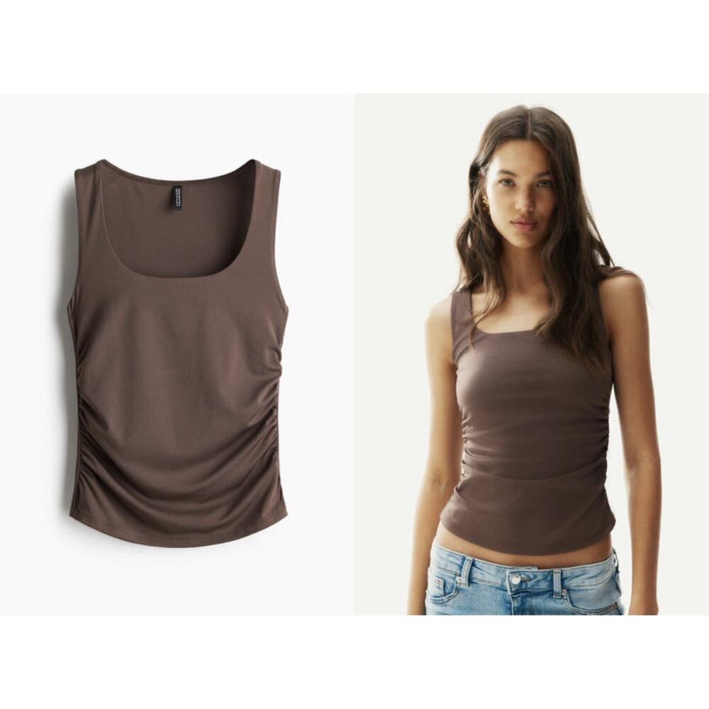 H&M Ruched Women’s Tank Top Brown Size XS